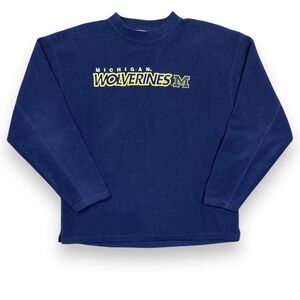 Vintage Pro Edge Michigan Wolverines Sweater Sweatshirt Fleece Men's XL Blue Y2K